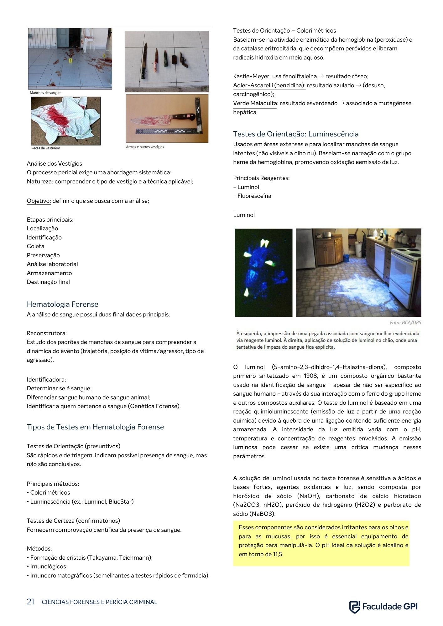 Página do e-book Perícia Criminal — 8