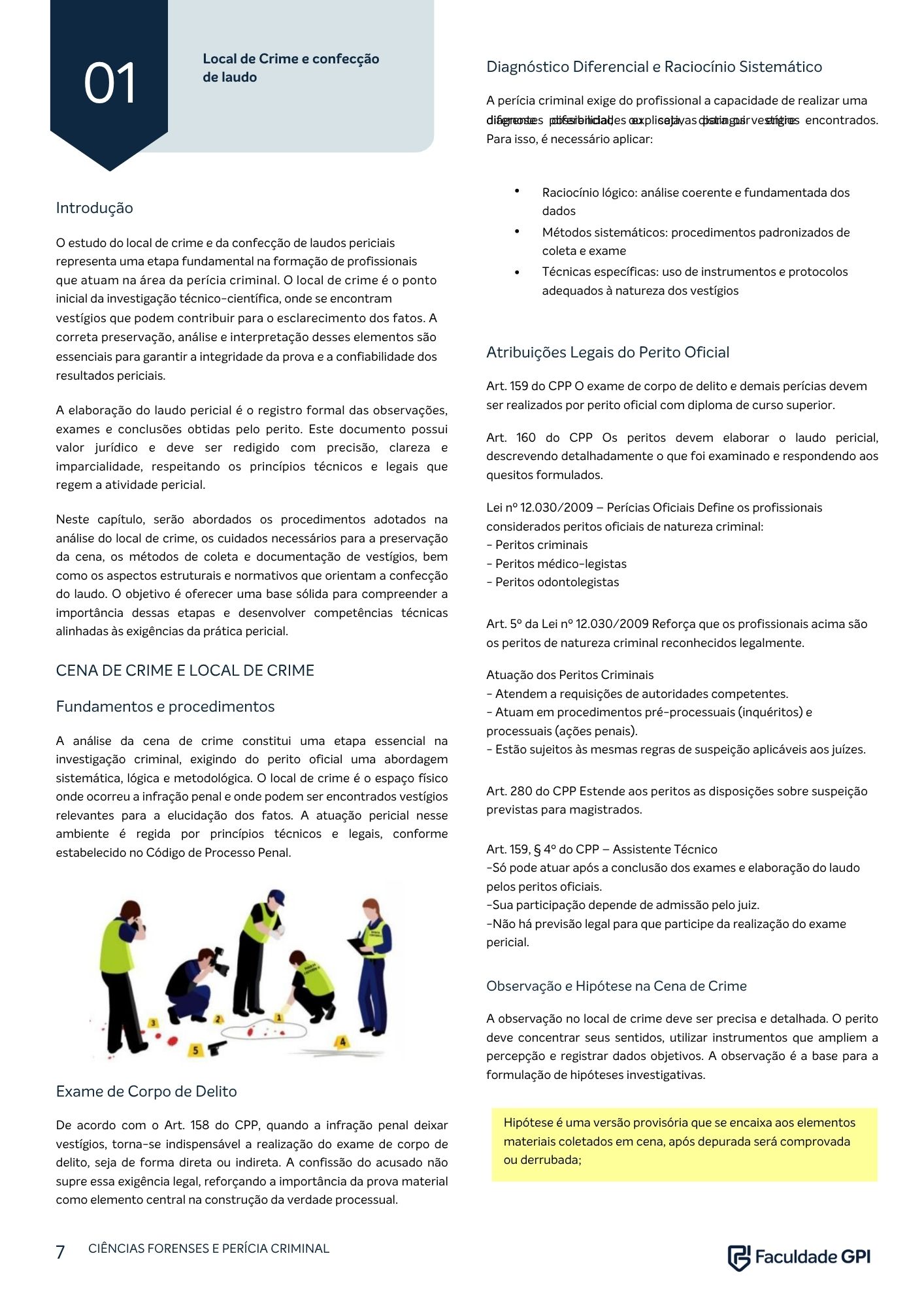 Página do e-book Perícia Criminal — 2