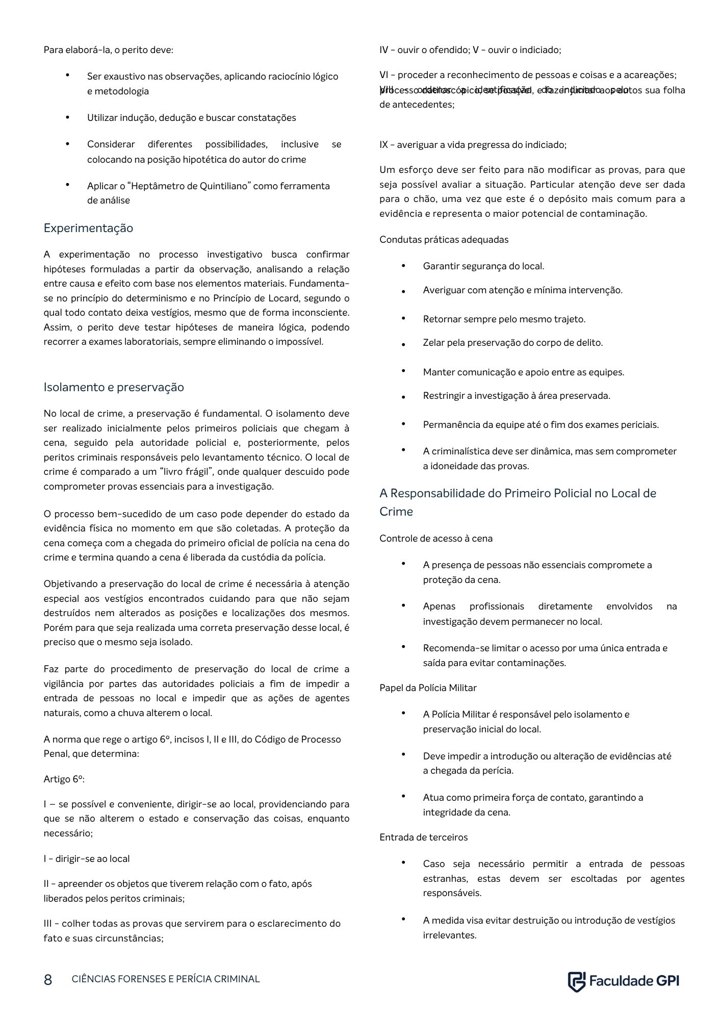 Página do e-book Perícia Criminal — 3